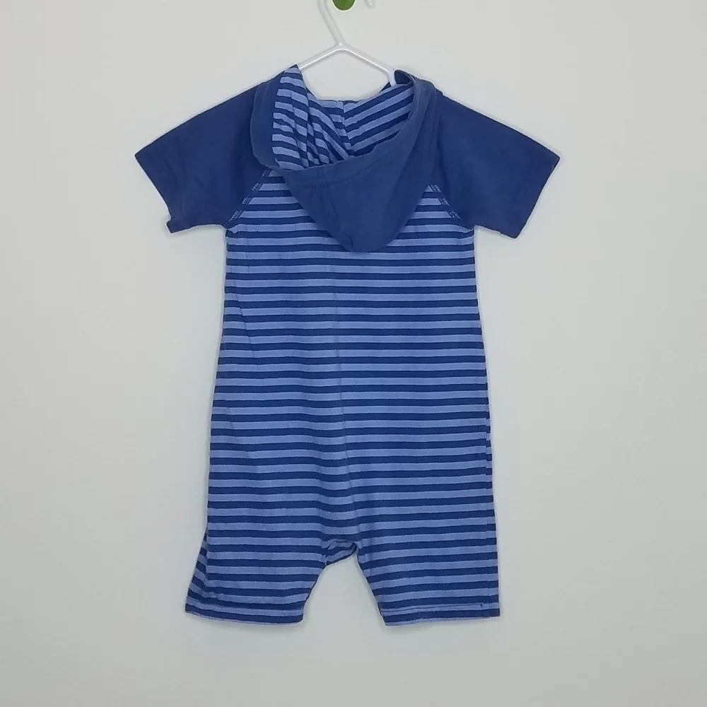 Gap Stripe Bear Hoodie Romper 18-24m